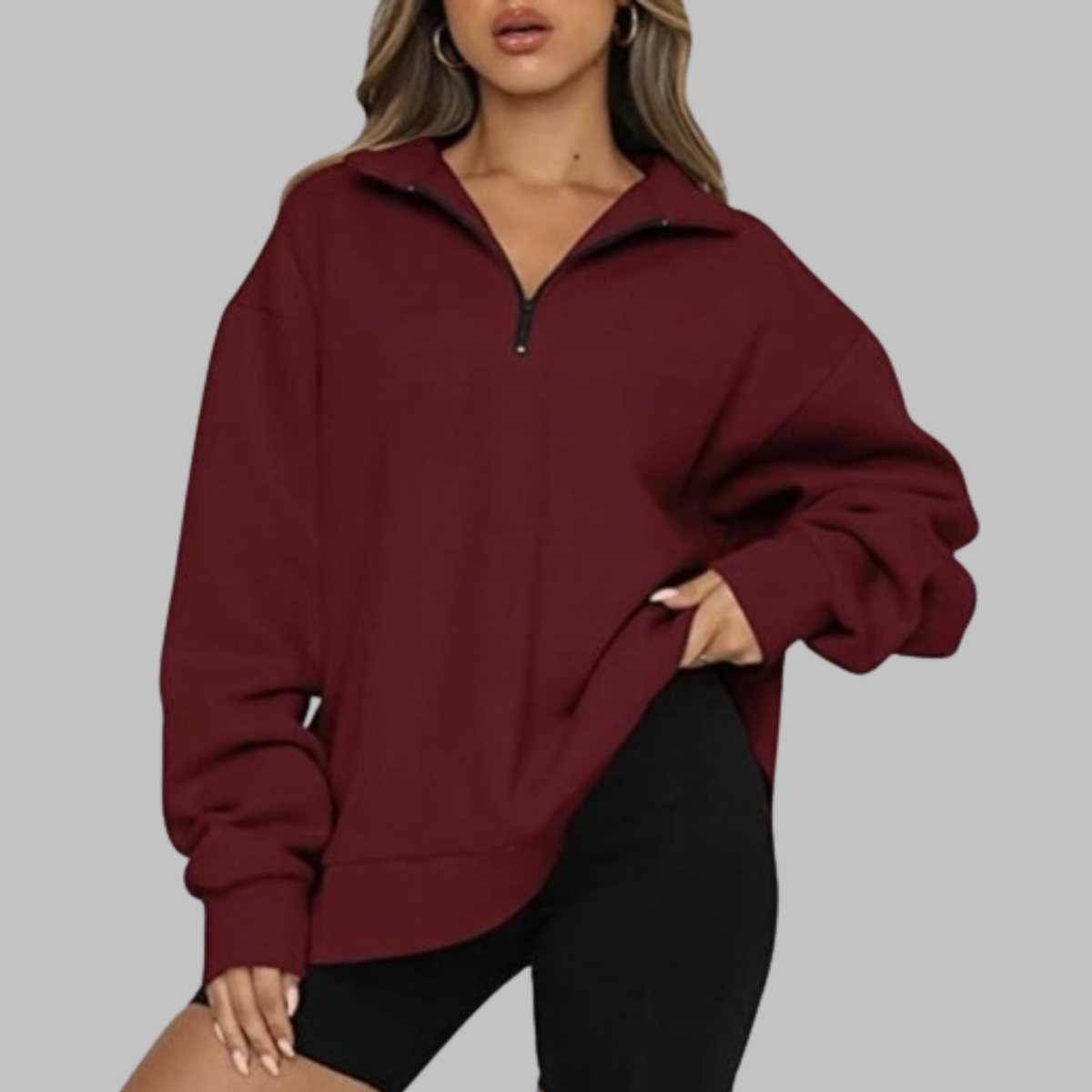 TENLEY™ - Casual Oversized Half Zip Long Sleeve Sweatshirt