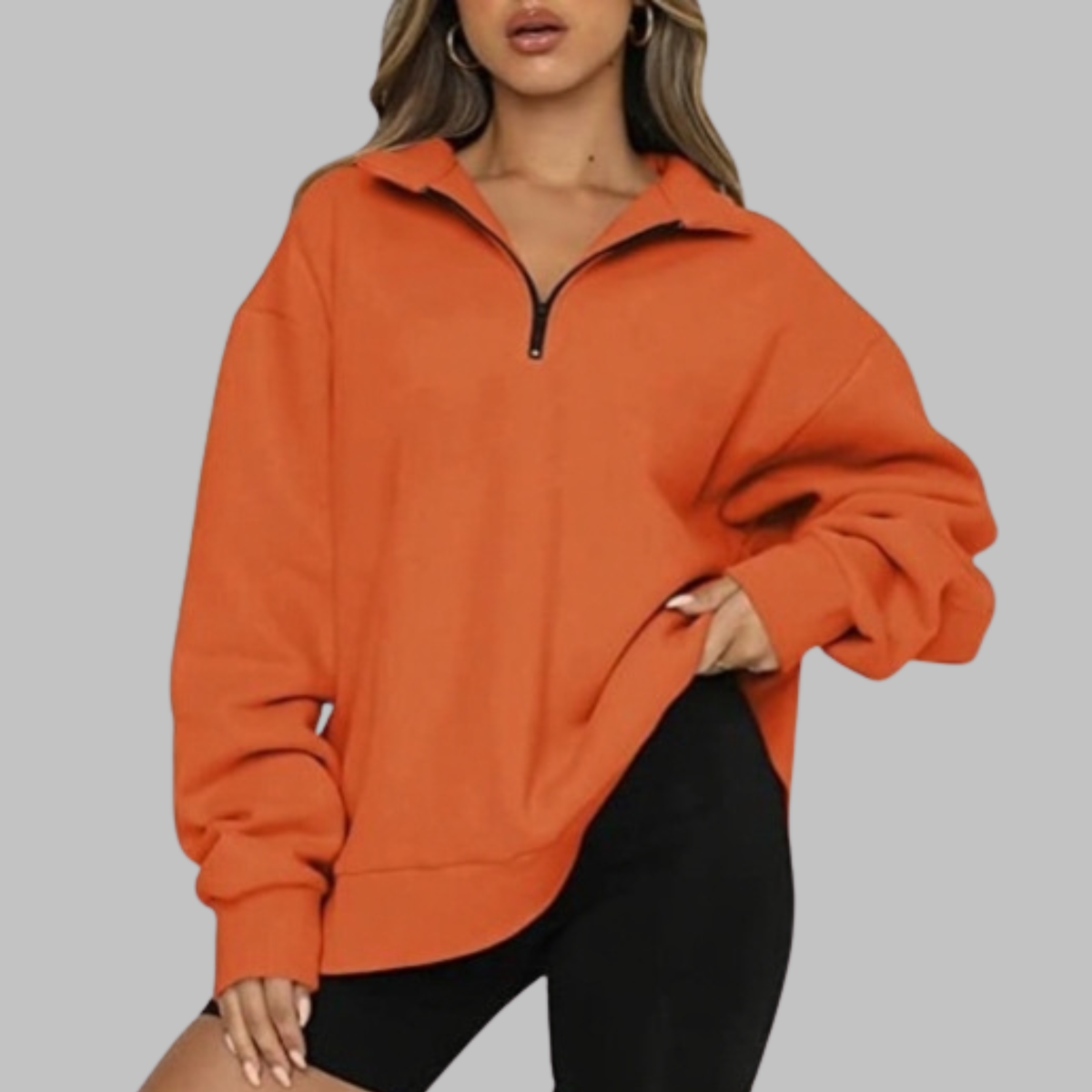 TENLEY™ - Casual Oversized Half Zip Long Sleeve Sweatshirt