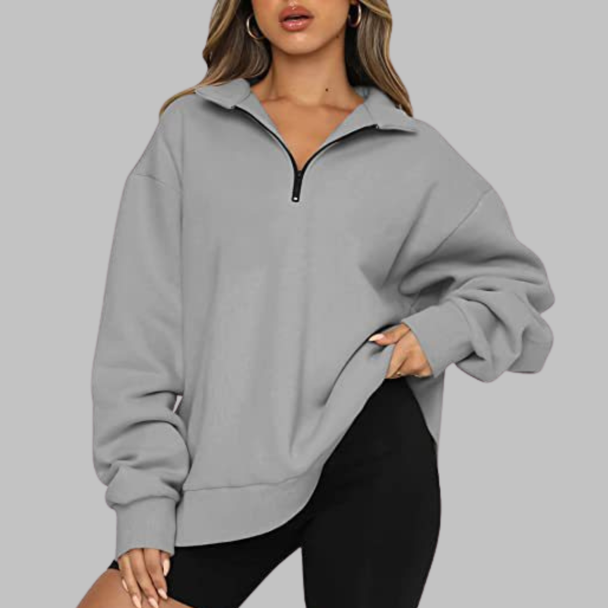 TENLEY™ - Casual Oversized Half Zip Long Sleeve Sweatshirt