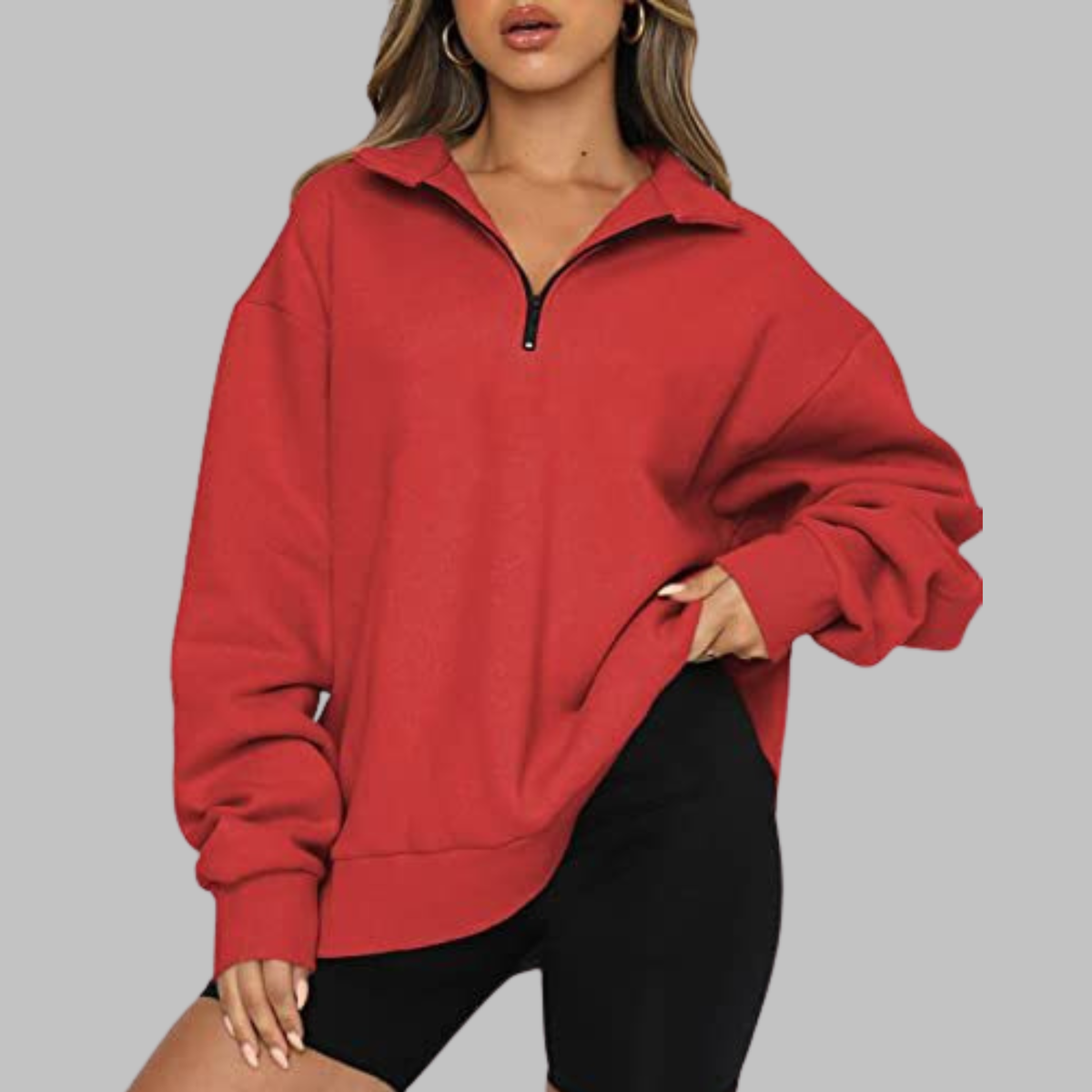 TENLEY™ - Casual Oversized Half Zip Long Sleeve Sweatshirt