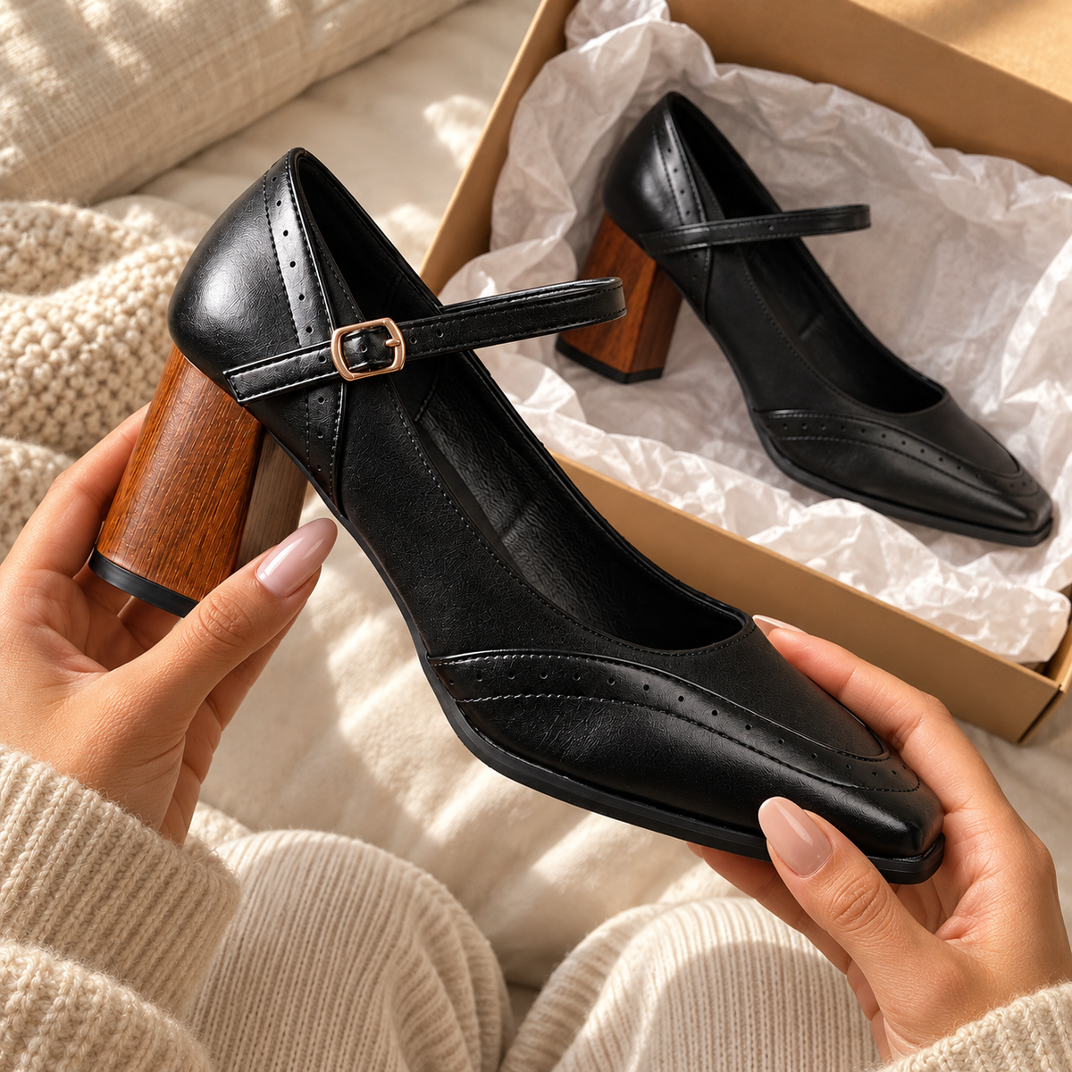 Inna | Leather Block Heels
