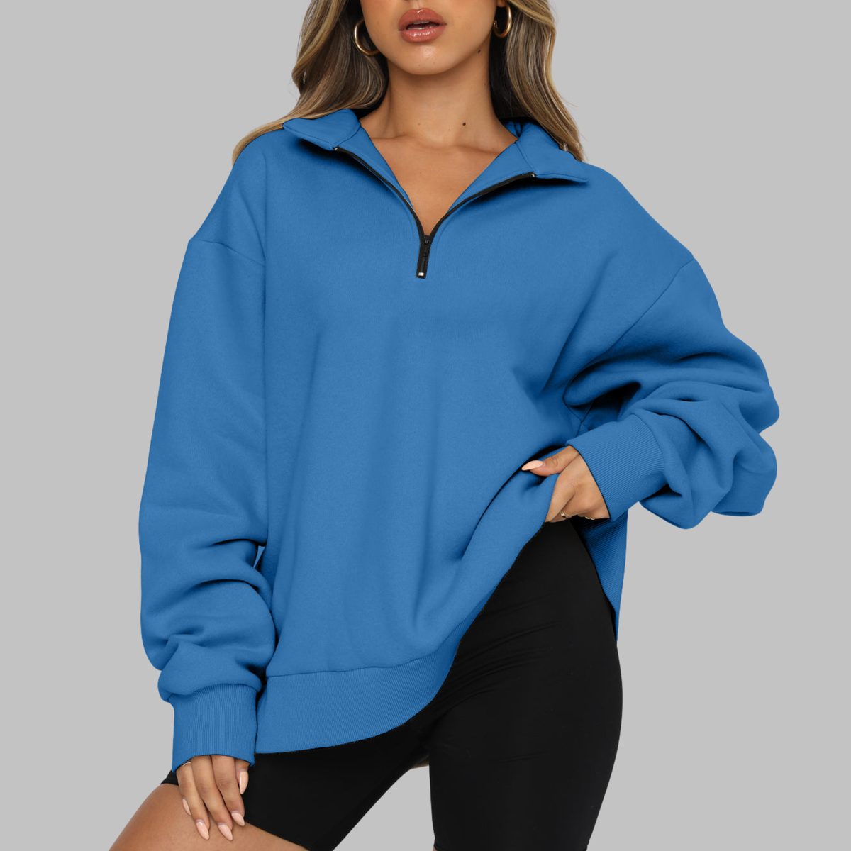TENLEY™ - Casual Oversized Half Zip Long Sleeve Sweatshirt