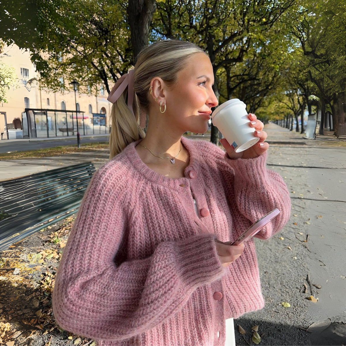ELOWEN™ - Comfy Plain Button Down Long Sleeve Round Neck Cardigan