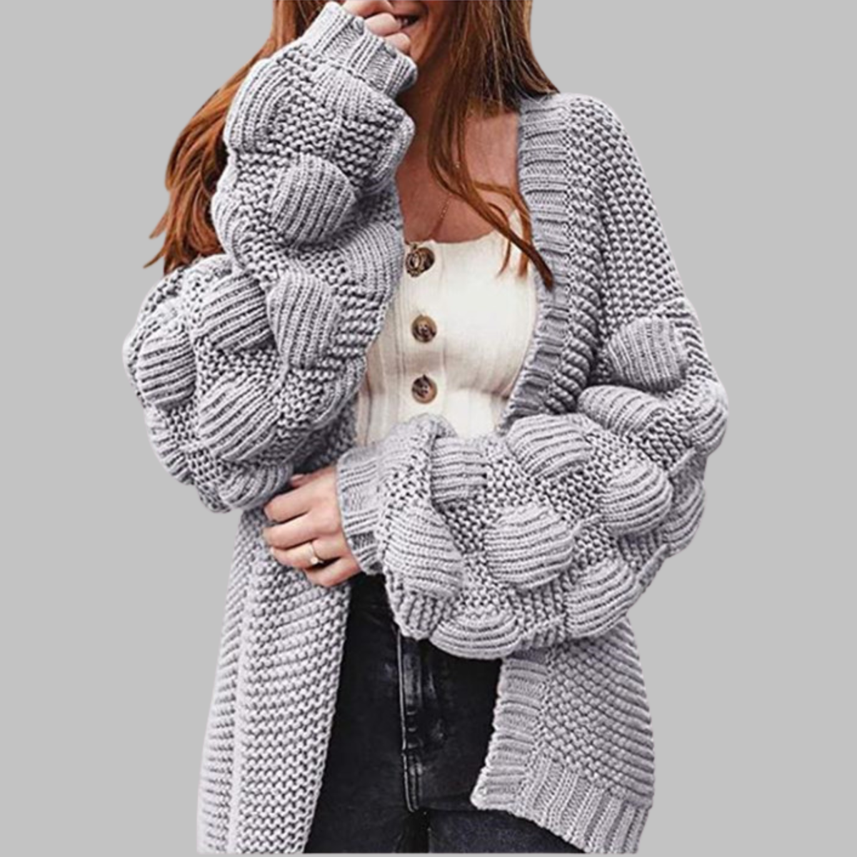 GISELLE™ - Vintage Oversized Chunky Open Front Cardigan