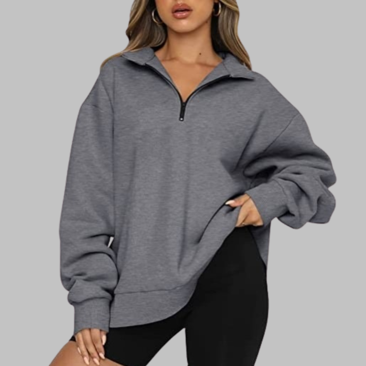 TENLEY™ - Casual Oversized Half Zip Long Sleeve Sweatshirt