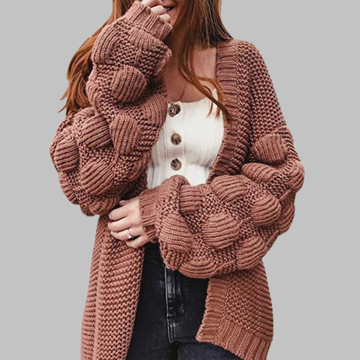 GISELLE™ - Vintage Oversized Chunky Open Front Cardigan