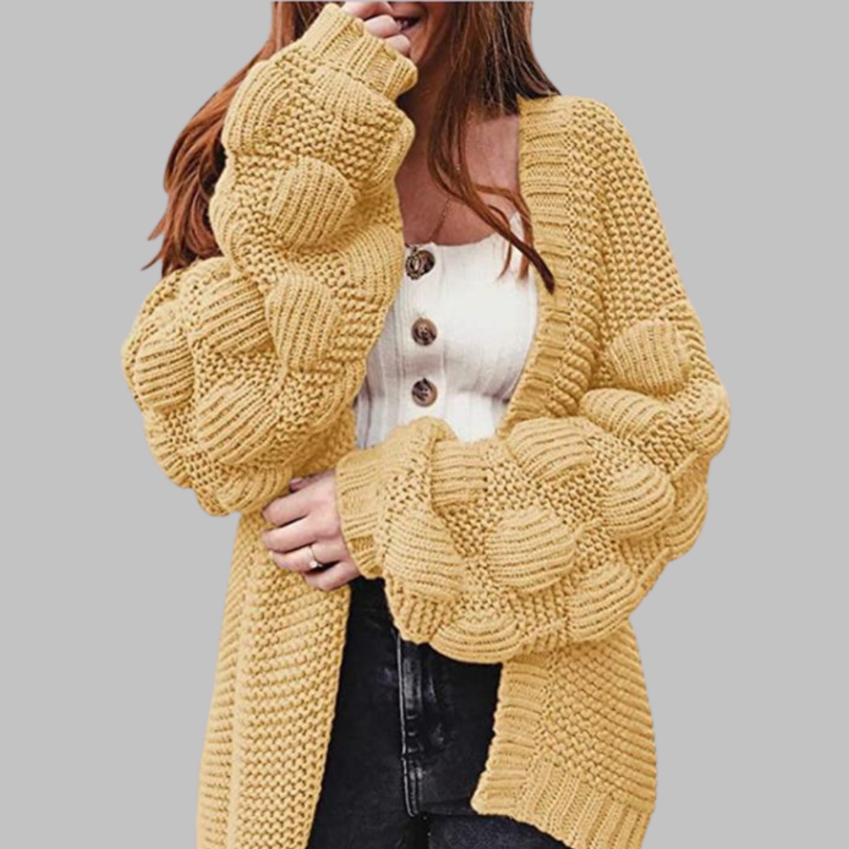 GISELLE™ - Vintage Oversized Chunky Open Front Cardigan