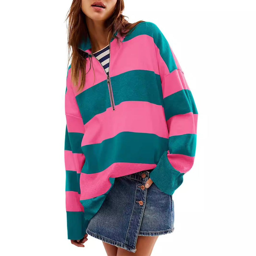CAMILLA™ - Comfy Long Sleeve Pullover Sweater With Half Zipper