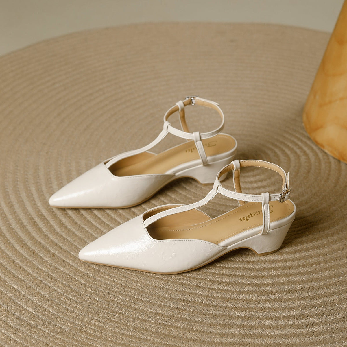 Norma Premium Leather T-Strap Slingback Heels