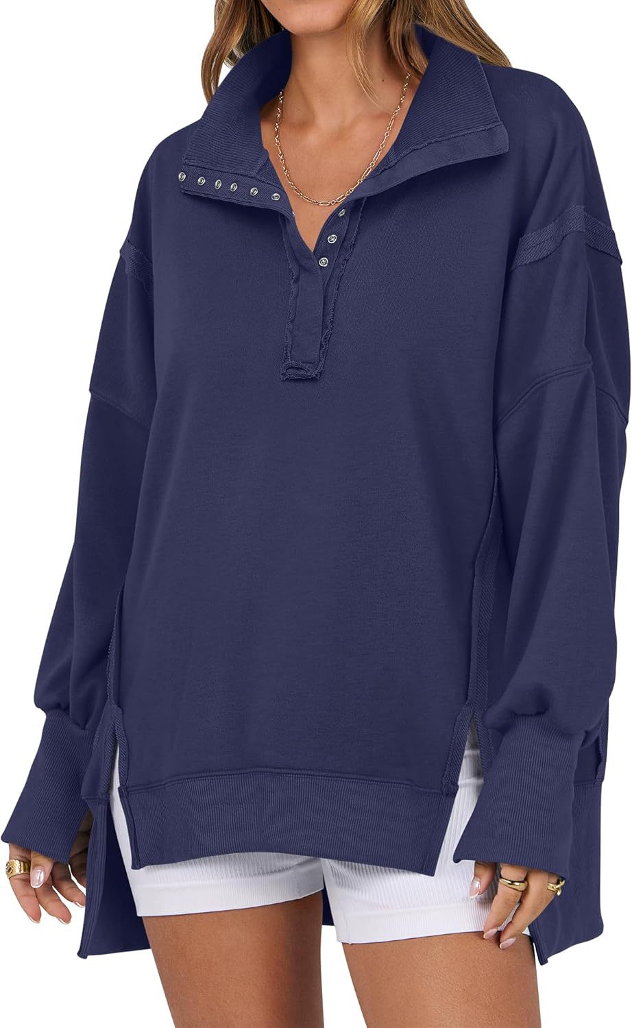 KAYLIE™ - Chic Oversized Button-Up Sweatshirt