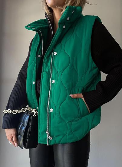 PAMMY™ - Classic Puffer Button Zip Up Collared Vest