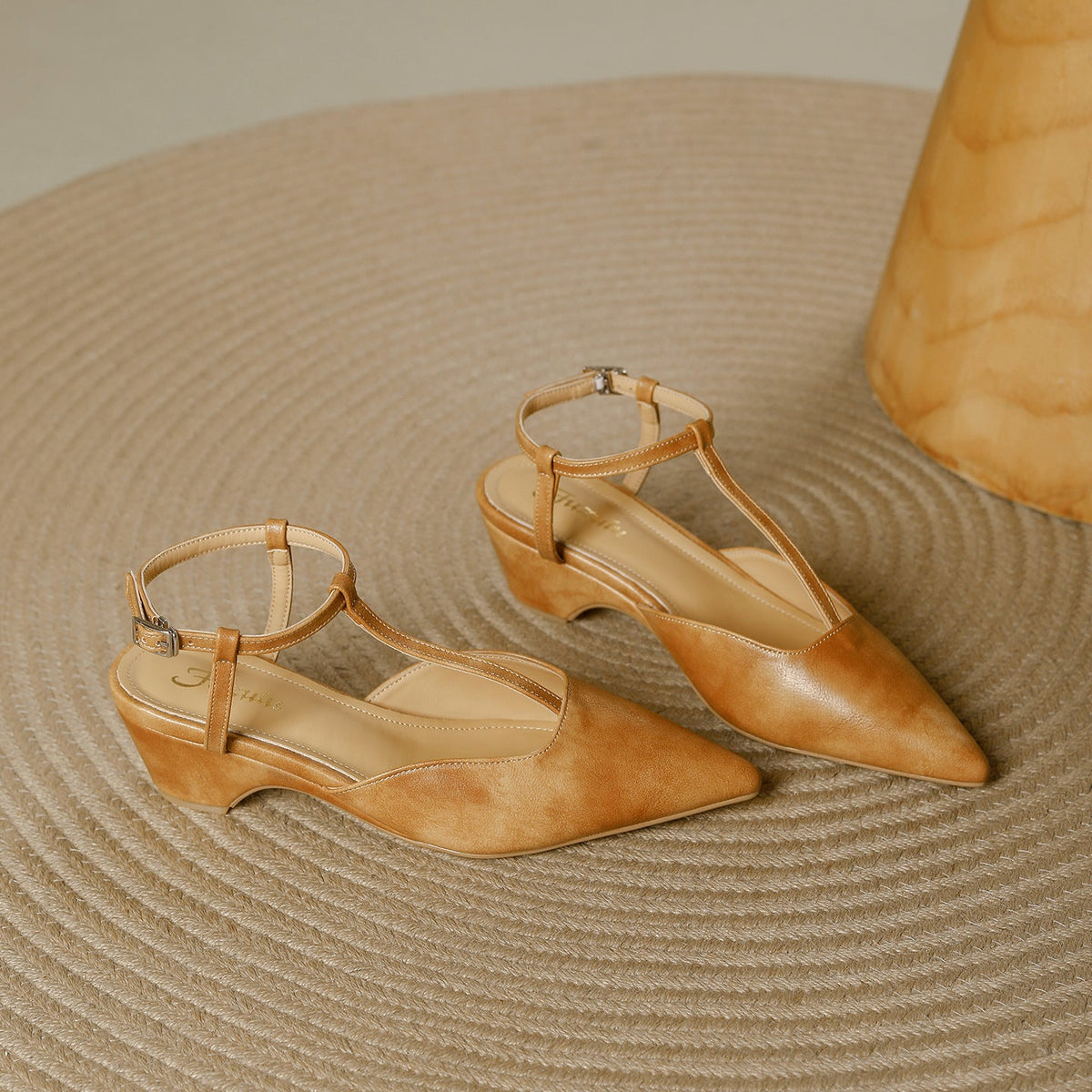 Norma Premium Leather T-Strap Slingback Heels