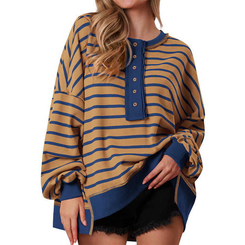 POLANA™ - Casual Oversized Striped Long Sleeve Sweatshirt