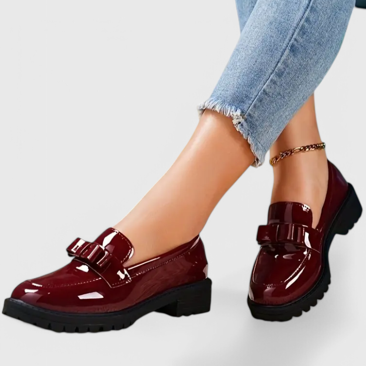 Julie | Bow Detail Block Heel Loafers